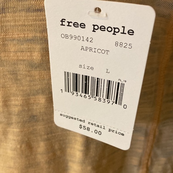 NWT Free People Astrid Tee. Women’s size L in color Apricot - Picture 4 of 5